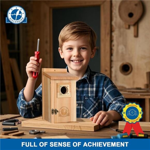 2 Pack Bird Houses for Outside Clearance with Copper Guard, Cedar Bird House - Picture 6 of 7